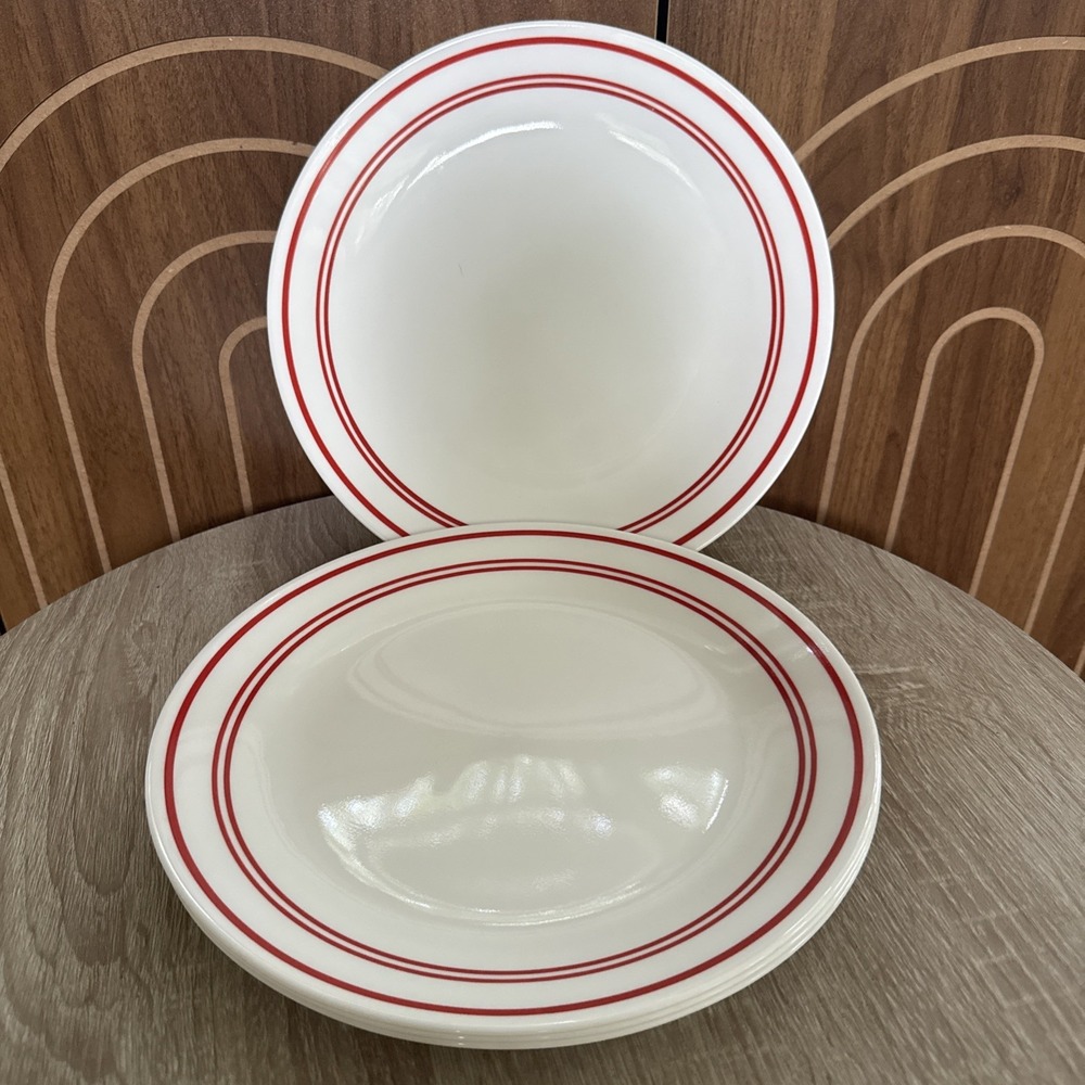 Corning CORELLE Classic Cafe Red Dinner Plates 10 1/4" Lot of 4
